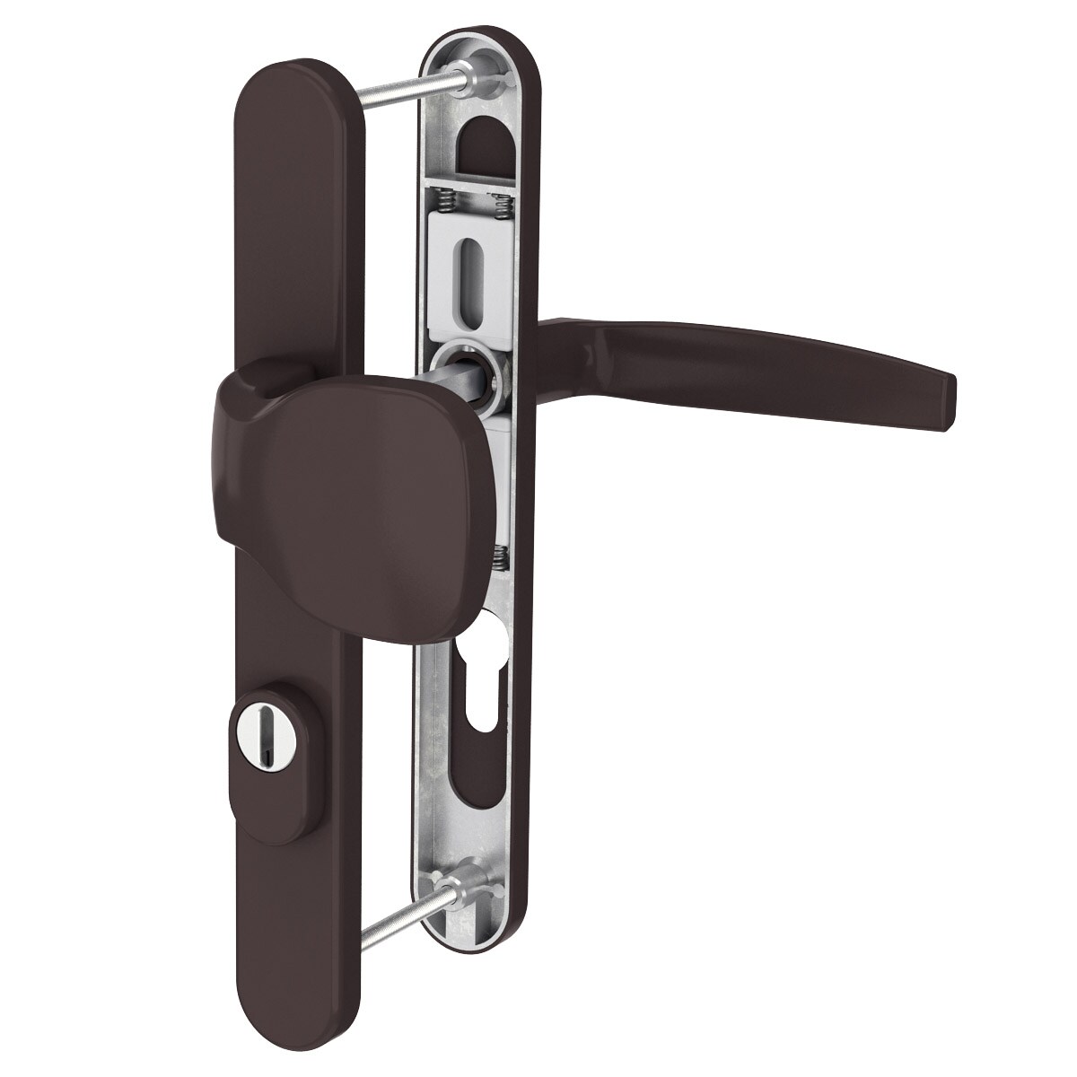 MS Beschläge 72mm Schmalrahmengarnitur Braun Türbeschlag PZ Knopf/Drücker 71-86mm Kernziehschutz Image