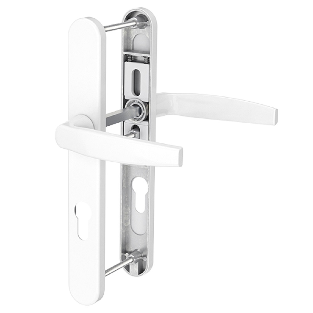 MS Beschläge Langschild PZ 72mm Schmalrahmengarnitur Weiß Drücker/Drücker TS 87-102mm Image