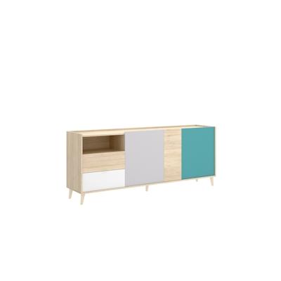 Dmora Sideboard Marmontana, Buffet für Wohnzimmer, Modernes Sideboard für Wohnzimmer mit 3 Türen, 180x43h75 cm, Eiche un