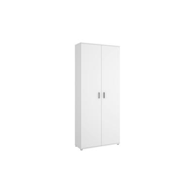 Dmora Mehrzweckgarderobe Forcola, Multifunktionaler Besenhalterschrank, Kleiderschrank mit 2 Türen, 78x35h190 cm, Weiß