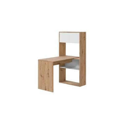 Dmora Schreibtisch Riverside, Umkehrbarer Eckschreibtisch mit Bücherregal, 108x70h140 cm, Weiße und Eichenäste Image