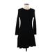 Elie Tahari Casual Dress - A-Line Crew Neck Long sleeves: Black Print Dresses - Women's Size Medium