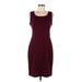 London Times Casual Dress - Party Scoop Neck Sleeveless: Burgundy Print Dresses - Women's Size 8