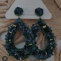 Anthropologie Jewelry | Deepa Gurnani Floral Jeweled Beaded Green Handmade Oval Statement Earrings | Color: Green | Size: Os
