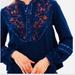 Free People Tops | Free People Sundance Kid Embroidered Western Henley Medium | Color: Blue/White | Size: M