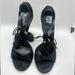 Gucci Shoes | Gucci Black Suede Fur Ball Decor Sandals High Heel Lace Up Women Shoes 8 Fashion | Color: Black | Size: 8