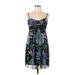 Ruby Rox Cocktail Dress - A-Line Sweetheart Sleeveless: Black Floral Dresses - Women's Size Large