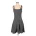 Bordeaux Casual Dress - A-Line Square Sleeveless: Gray Print Dresses - Women's Size Small