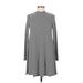 Rolla Coster Casual Dress - A-Line High Neck Long sleeves: Gray Stripes Dresses - Women's Size Medium