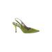Christian Lacroix Heels: Slingback Stilleto Cocktail Party Green Solid Shoes - Women's Size 39.5 - Pointed Toe