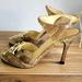 Gucci Shoes | Gucci Snakeskin Stiletto Sandals With Tie Bow Front And Back | Color: Cream/Tan | Size: 8.5