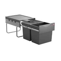 Hailo Abfallsammler 3641522 Raumspar-Tandem 2x 18 Liter dunkelgrau Image