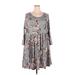 Torrid Casual Dress - A-Line Scoop Neck 3/4 sleeves: Gray Floral Dresses - Women's Size 3X Plus