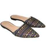 J. Crew Shoes | J. Crew Harper Metallic Woven Pointed Toe Flat Mules - 9.5 | Color: Purple/Yellow | Size: 9.5