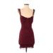 Crystal Sky Cocktail Dress - Party Plunge Sleeveless: Burgundy Solid Dresses - Women's Size X-Small