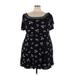 Torrid Casual Dress - Mini Boatneck Short sleeves: Black Floral Dresses - Women's Size 3X Plus