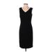 Anne Klein Cocktail Dress - Party V-Neck Sleeveless: Black Solid Dresses - Women's Size 2