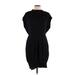 Express Casual Dress - Mini High Neck Short sleeves: Black Print Dresses - Women's Size Large