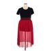 Casual Dress - Midi Crew Neck Short sleeves: Red Solid Dresses - Women's Size 2X-Large