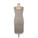 Alex Evenings Cocktail Dress - Sheath Square Sleeveless: Tan Dresses - Women's Size 14 Petite