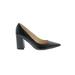 Nine West Heels: Slip-on Chunky Heel Work Black Solid Shoes - Women's Size 8 - Pointed Toe