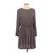 H&M Casual Dress Crew Neck 3/4 sleeves: Brown Dresses - Women's Size 14