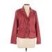 SONOMA life + style Blazer Jacket: Short Burgundy Print Jackets & Outerwear - Women's Size Large