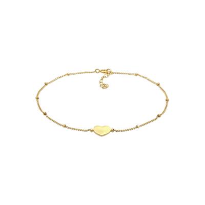 Fußkette ELLI "Herzchen Kugelkette Verspielt Sommer 925 Silber" Gr. 22, gold, Fußkettchen, Damen, 22cm, Silber 925 (Sterlingsilber) Image