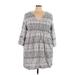 Ellos Casual Dress - Mini V-Neck 3/4 sleeves: Gray Dresses - Women's Size 3X