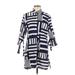Tommy Bahama Casual Dress - Shirtdress Collared 3/4 sleeves: Blue Stripes Dresses - Women's Size Large