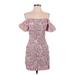 H&M Casual Dress - Mini: Pink Tweed Dresses - Women's Size Small