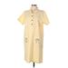 Christopher & Banks Casual Dress - Shirtdress High Neck Short sleeves: Yellow Print Dresses - Women's Size Large