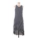 MSK Casual Dress - Midi Scoop Neck Sleeveless: Blue Stripes Dresses - Women's Size Medium