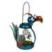 Solar Metal Silly Blue Bird with Garden and LED Decor