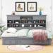 Twin Size Wood Daybed with Storage Shelves Headboard and 3 Drawers