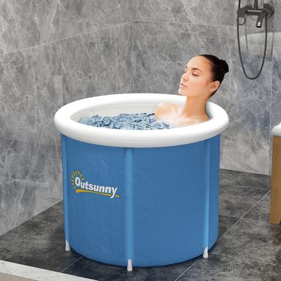 Outsunny Ice Bath Tub, Portable Cold Plunge Tub Outdoor with Thermo Lid, Cover and Carry Bag