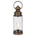 Gold Metal and Glass Lantern with Warm White LED- Small