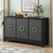 Curved Design Storage Cabinet With 3-Doors And Adjustable Shelves,Multiple Storage Spaces,Multi-functional Use