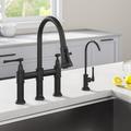 Kraus Allyn Transitional Bridge Kitchen Faucet & Water Filter Faucet Combo in Black | Wayfair KPF-3121MB