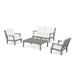 POLYWOOD® Martha Stewart By POLYWOOD 4 - Person Outdoor Seating Group w/ Cushions Plastic in Gray/White | Wayfair PWS1542-2-GY152939