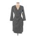 Anne Klein Casual Dress - Sheath V Neck 3/4 sleeves: Gray Dresses - Women's Size 6