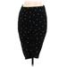 14th & Union Casual Pencil Skirt Long: Black Polka Dots Bottoms - Women's Size Large
