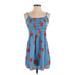 O'Neill Casual Dress - Mini Scoop Neck Sleeveless: Blue Floral Dresses - Women's Size X-Small