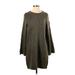 Madewell Casual Dress - Mini Crew Neck 3/4 sleeves: Green Solid Dresses - New - Women's Size Small