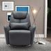 Hokku Designs Yesima Urban Large Power Faux Leather Recliner w/ Voice Control Faux Leather in Gray/Brown | 38.58 H x 34.65 W x 40.16 D in | Wayfair
