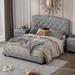 Winston Porter Renars Platform Storage Bed Upholstered/Velvet in Gray | 47.6 H x 64.2 W x 84.3 D in | Wayfair 75677EF92D804B5B8F92846251F30B0A