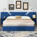 Latitude Run® Queen Size Storage Hydraulic Platform Bed Upholstered/Velvet in Blue | 38.6 H x 97.2 W x 81.9 D in | Wayfair