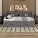 Red Barrel Studio® Carrol Twin to King Size Daybed Frame w/ Storage Bookcases, Two Drawers & Charging Design Wood in Gray | Wayfair