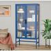 Latitude Run® Storage Cabinet, Double Glass Door Storage Cabinet w/ Adjustable Shelves in Blue | 12.71 H x 61.13 W x 31.61 D in | Wayfair