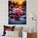 Ebern Designs Lotus Pond at Sunset - Print Metal in Blue/Orange/Pink | 32 H x 24 W x 1 D in | Wayfair 248DE99F67264920881378D0E59EDA3A